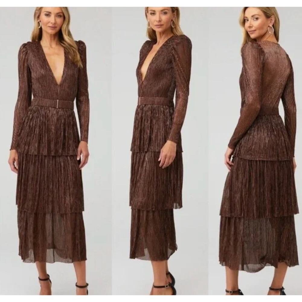 *Damaged* Brown Tiered Gown Sabina Musayev; Size M